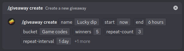 Create giveaway command example